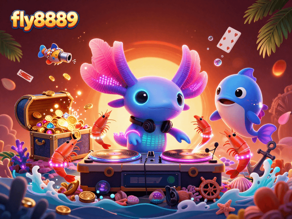 Experience the thrill of winning with fly8889 at this vibrant, engaging underwater casino scene.