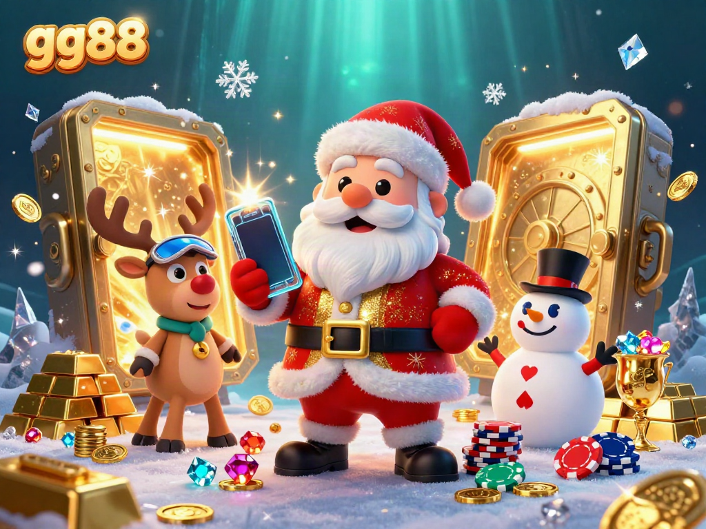 Experience thrilling jackpots at gg88 with Santa and friends in an exciting casino scene!