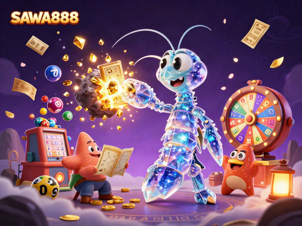 Engage in thrilling gameplay at SAWA888 with a vibrant illustration featuring galactic samurai and dynamic casino elements.