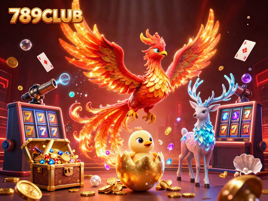 Experience thrilling slot action with 789CLUB's vibrant phoenix scene, showcasing dynamic gaming elements.