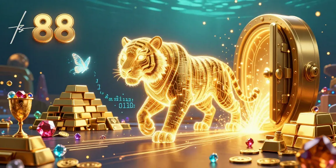 Win big at tk 88's vibrant digital casino with a mesmerizing golden tiger and dazzling treasures.