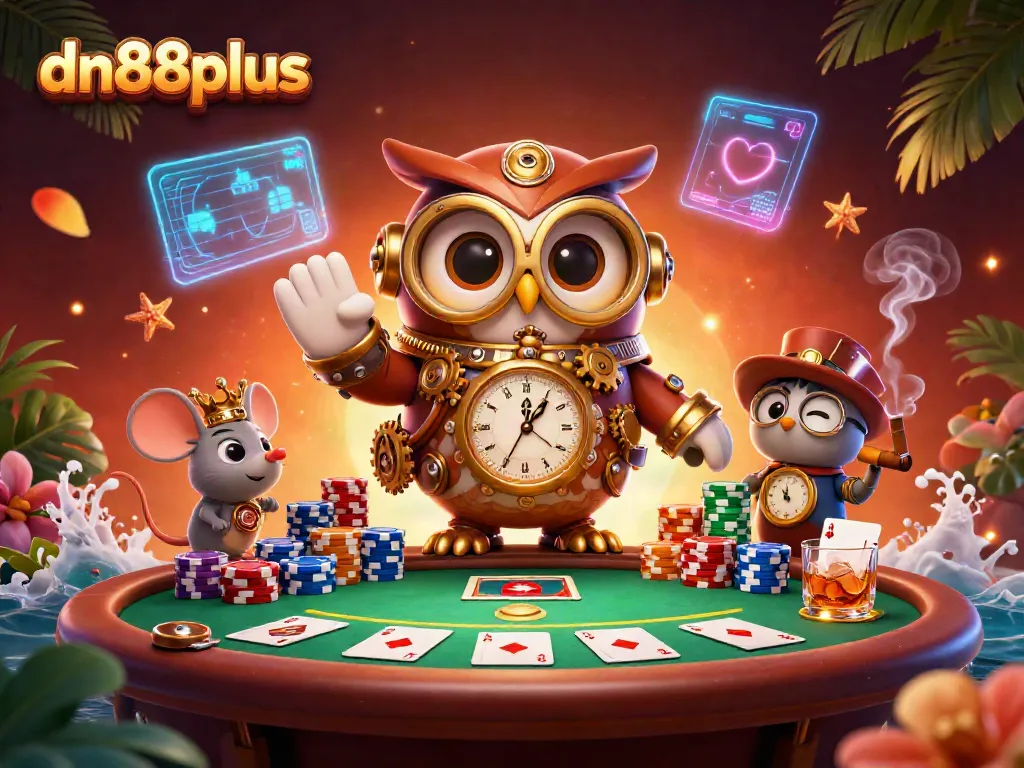 Engage in thrilling gameplay at dn88plus with a lively 3D cartoon casino scene full of vibrant elements.