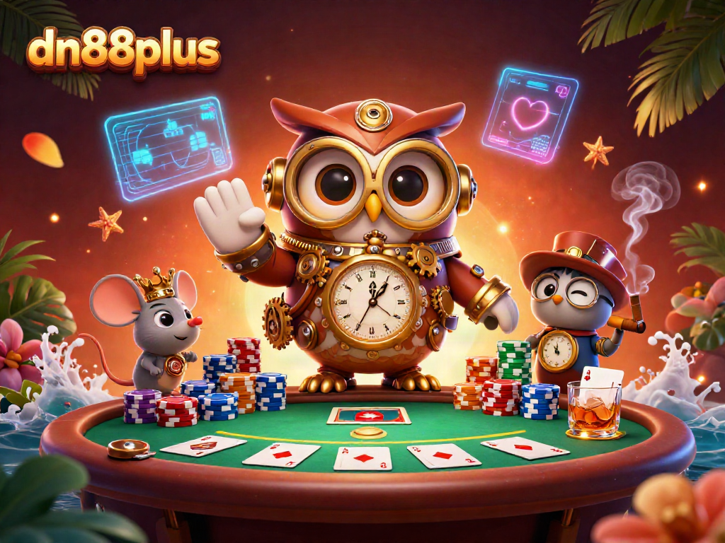 Engage in thrilling gameplay at dn88plus with a lively 3D cartoon casino scene full of vibrant elements.
