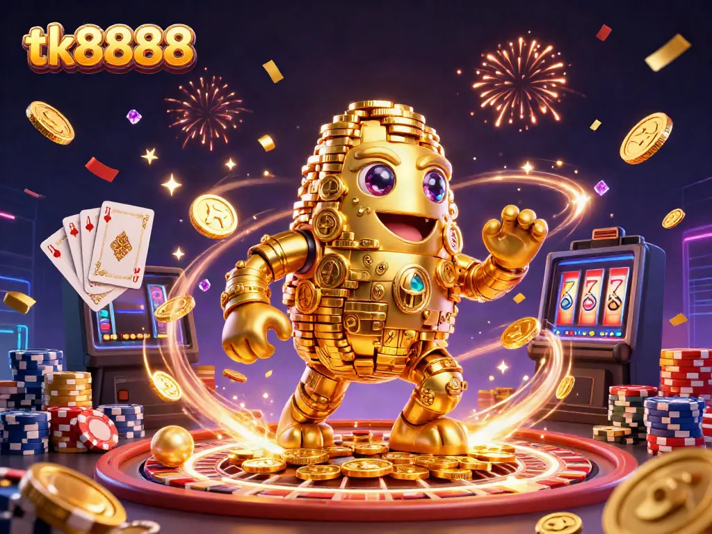 Experience the thrill of gaming with tk8888’s vibrant 3D casino illustration showcasing lively elements and dynamic action.