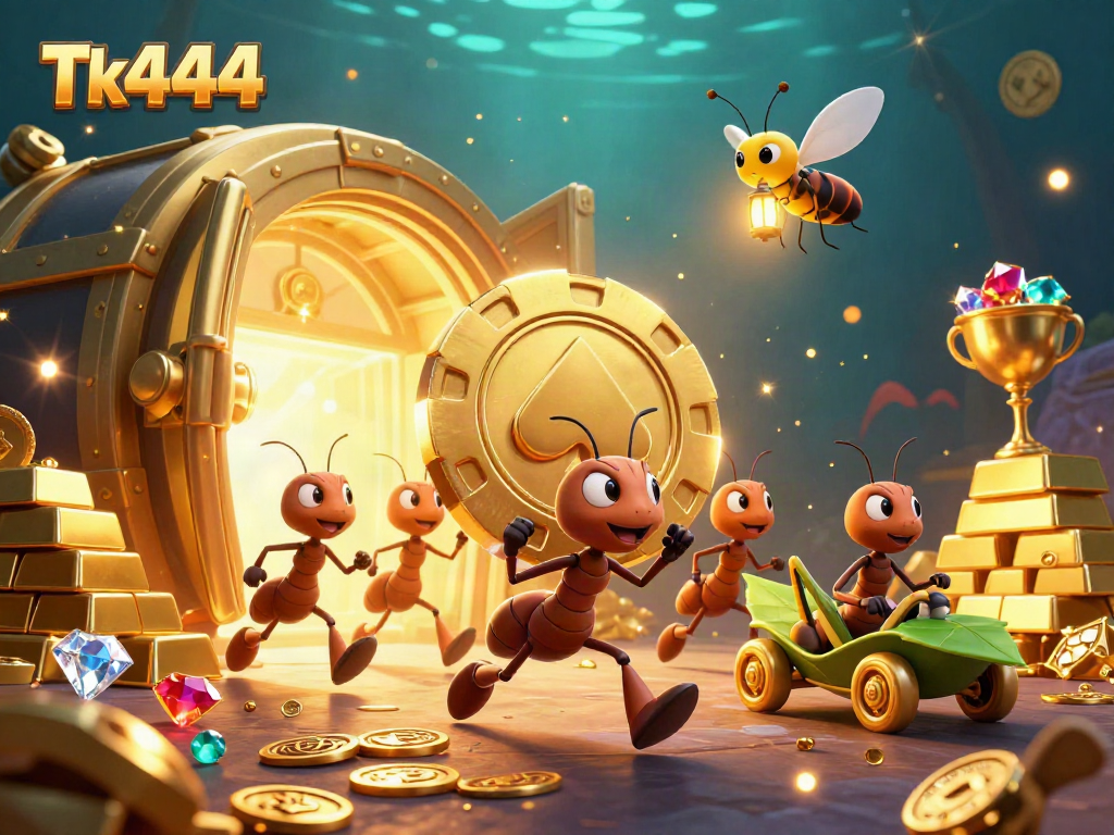 Engage with Tk444's thrilling casino adventures featuring animated ants, poker heist, and treasure elements.