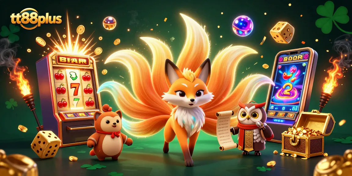 Join the thrilling action at tt88plus with a vibrant scene of winning slots and charming characters.