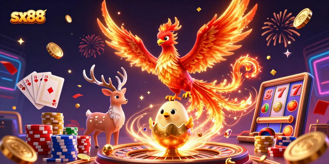 Experience casino excitement with sx88's vibrant 3D phoenix and dynamic elements for thrilling gameplay.