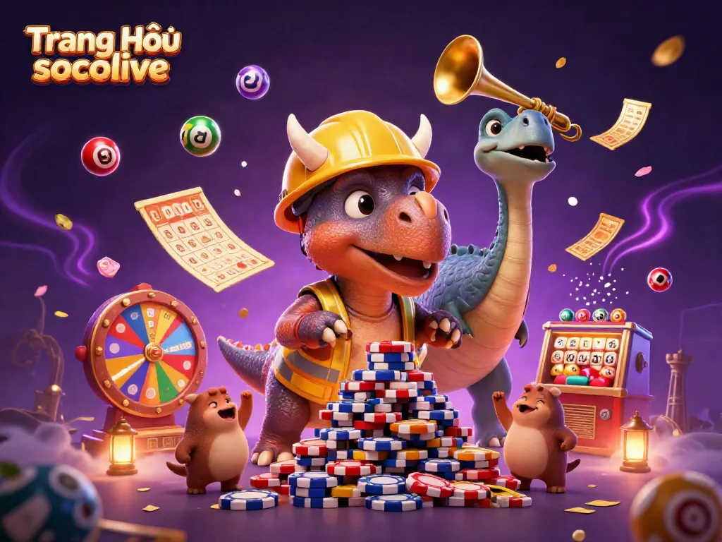 Engage in thrilling gameplay at Trang Chủ socolive, showcasing exciting lottery balls, a vibrant prize wheel, and dynamic casino elements.