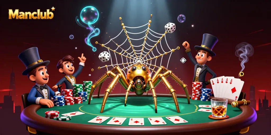 Engage in thrilling gaming at Manclub with a steampunk-inspired scene full of vibrant casino elements.