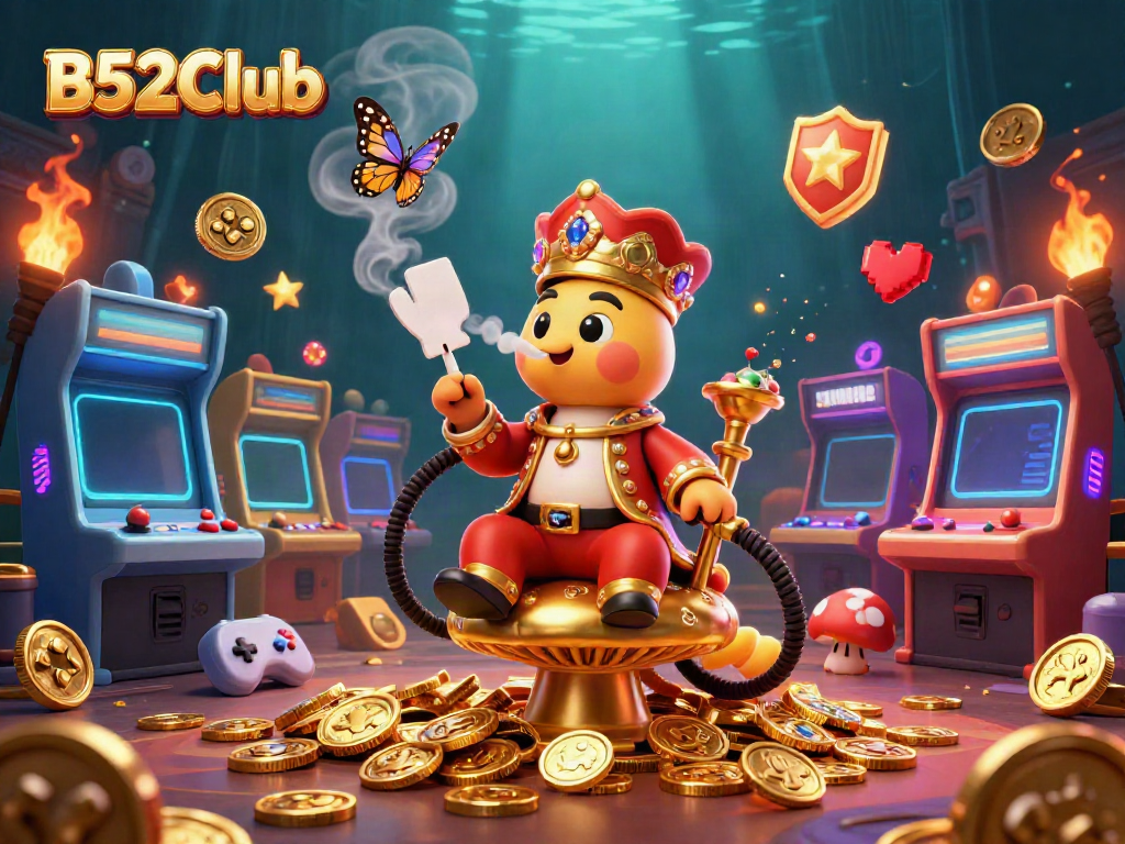 Experience the thrill of B52Club with vibrant gaming elements and a dynamic character scene.