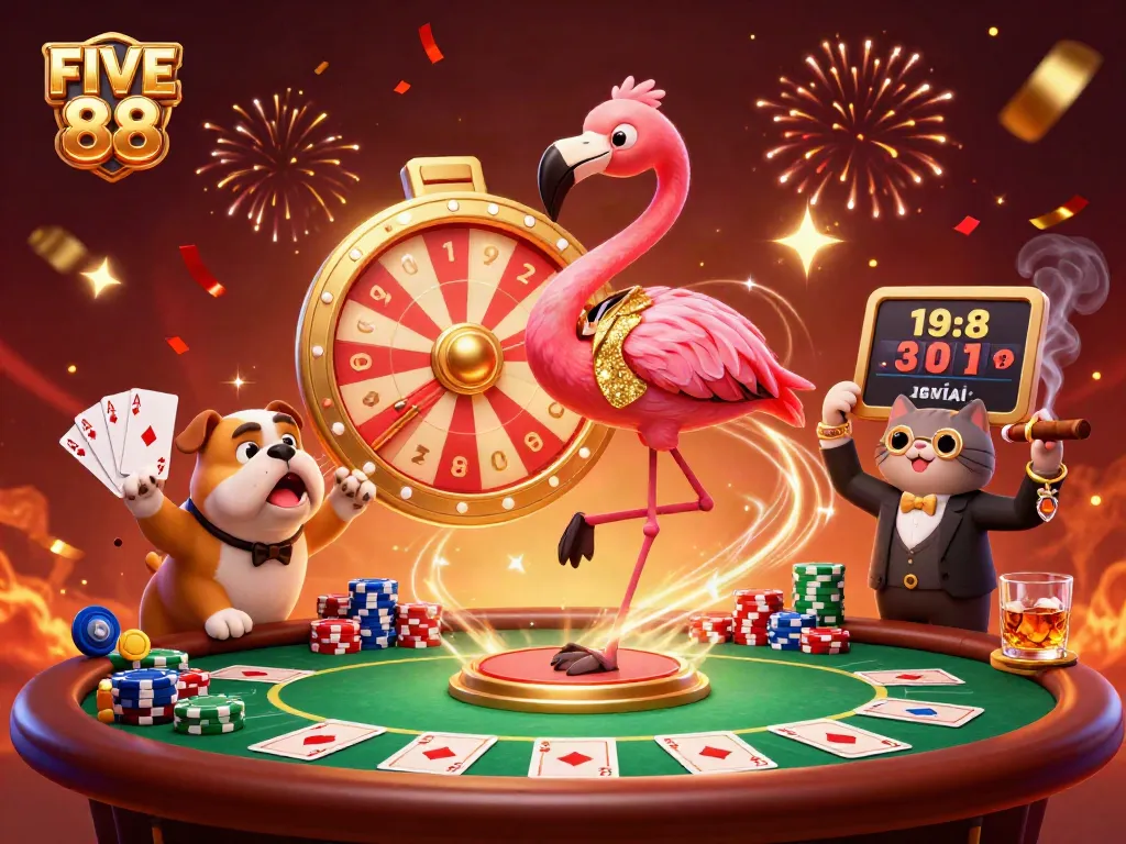 Engaging game show scene with FIVE 88 symbolizing excitement in the gambling world.