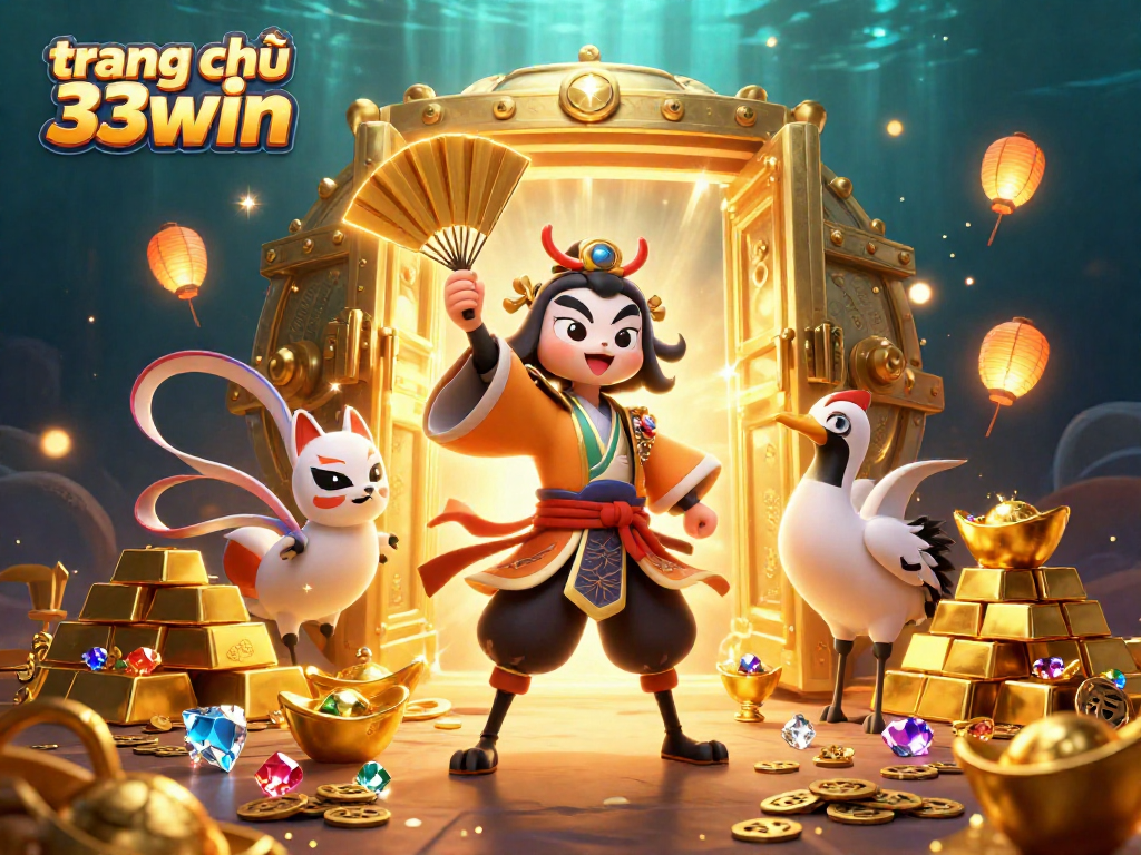 Experience the thrill at trang chủ 33win with vibrant casino elements, kabuki warrior, and treasure.