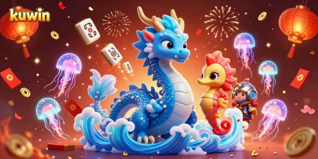Kuwin players engage with vibrant casino elements in a magical underwater world filled with excitement.