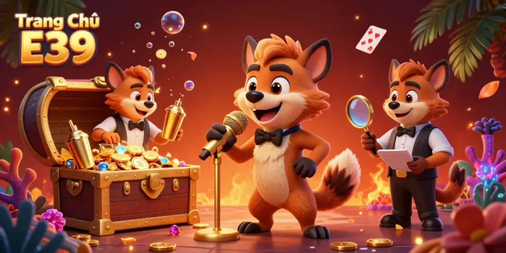 Experience the lively entertainment scene at Trang Chủ E39 with hyenas hosting and vibrant casino elements!