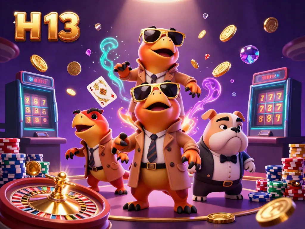 Experience thrilling gameplay at H 13 casino with raptors entering a VIP lounge.