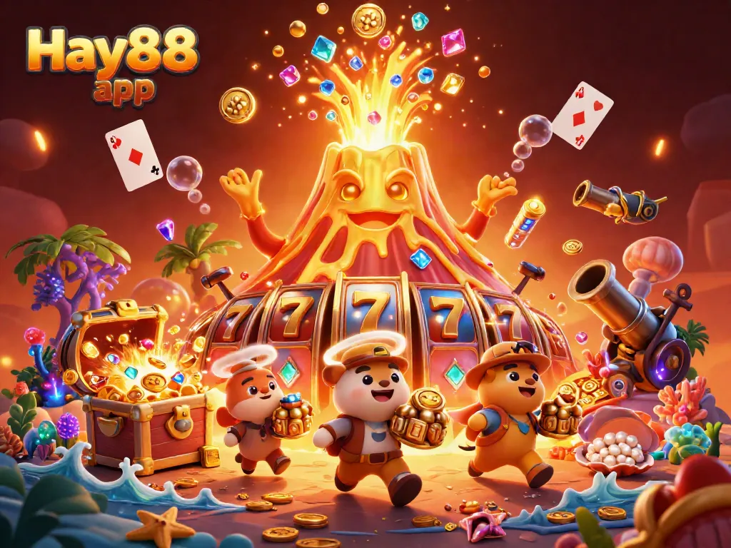 Experience thrilling wins with the Hay88 app's cartoon volcano and treasures!