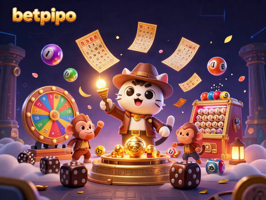 Betpipo ile altın casino objesi keşfeden kedili 3D illüstrasyon