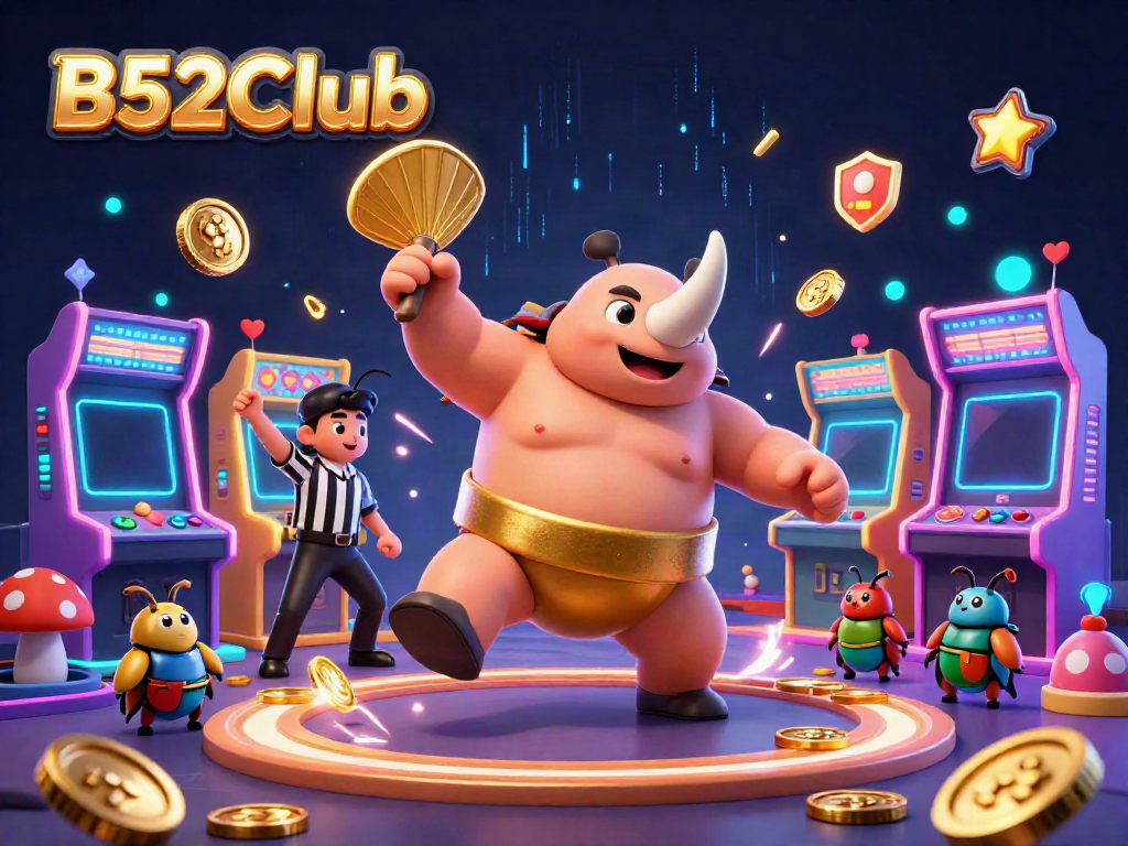Join the excitement at B52Club with vibrant 3D casino game elements and cartoon characters showcasing entertainment.