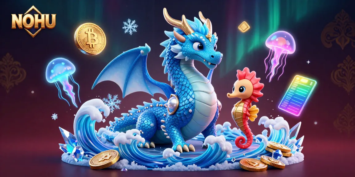 Experience the thrilling world of NOHU with a majestic dragon and seahorse knight in this immersive casino illustration.