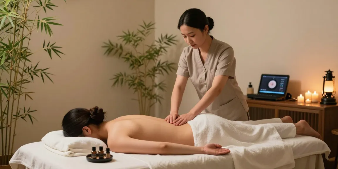 Relaxing 강서구출장안마 session with soft lighting and serene ambiance.