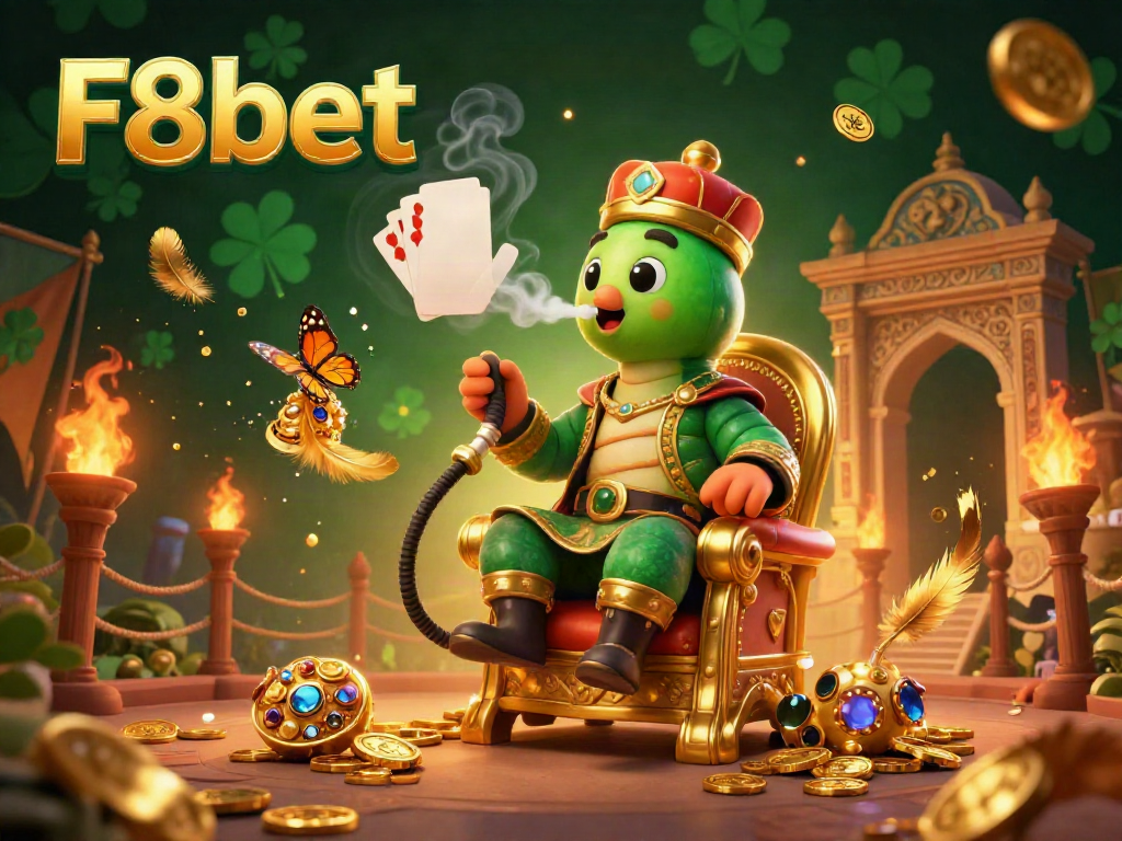 Engage with F8bet's thrilling online casino experience amidst dynamic casino-themed elements.