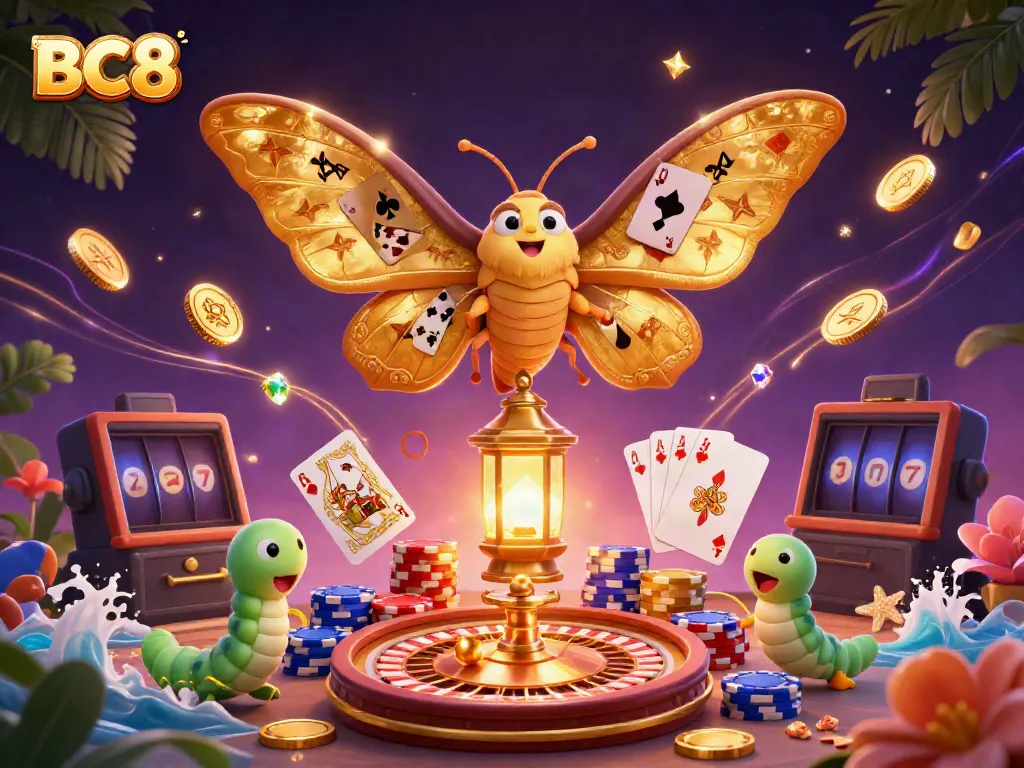 BC8 showcases a vibrant casino scene enriched with golden elements and playful characters.
