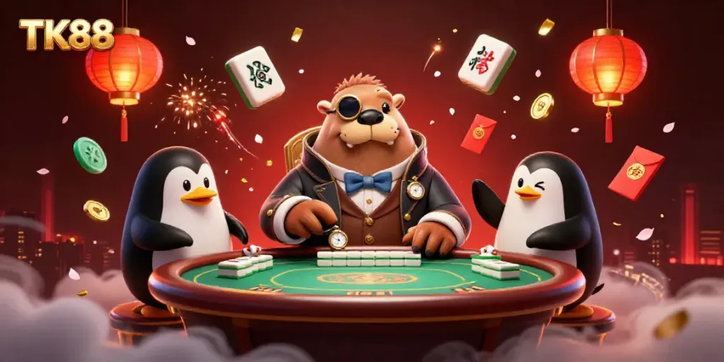 Experience high-stakes poker at TK88 with a charming walrus and unique underwater elements.