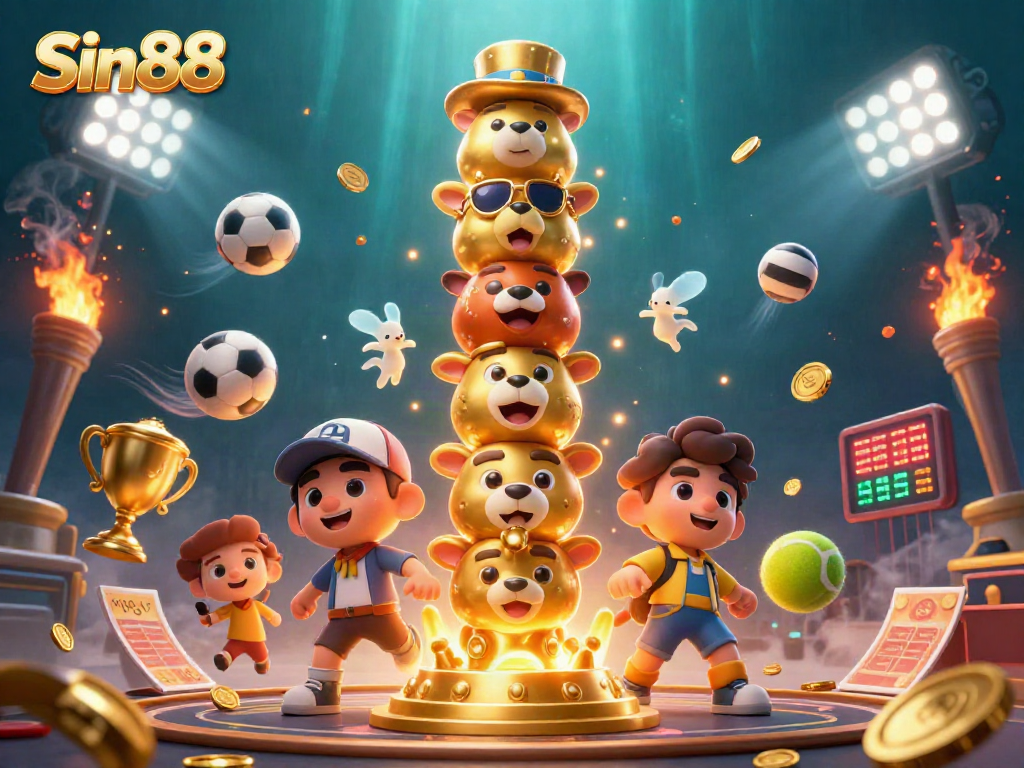Experience dynamic sports betting with Sin88's vibrant totem pole and animated game elements